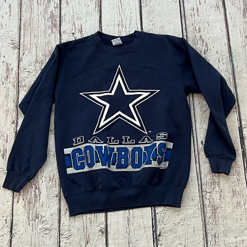 Vintage 1990s Boys Kids Dallas Cowboys NFL Football Crewneck Pullover Sweatshirt
